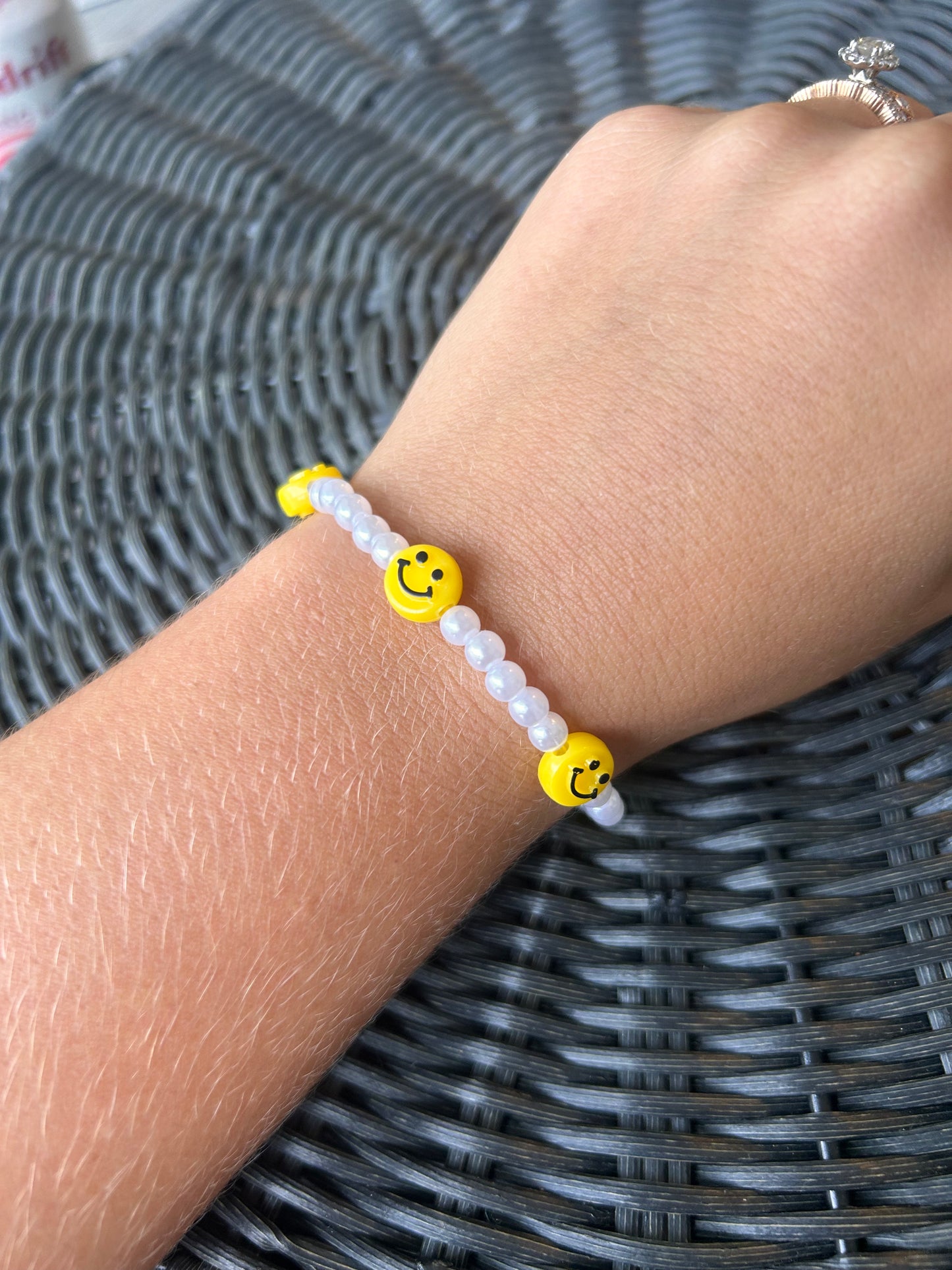 Pearl Bracelet with Smiley Faces