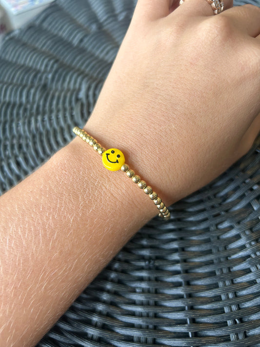 Gold Bracelet with Smiley Face