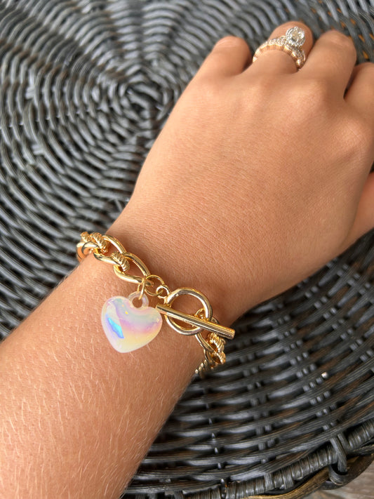 Iridescent Heart Bracelet