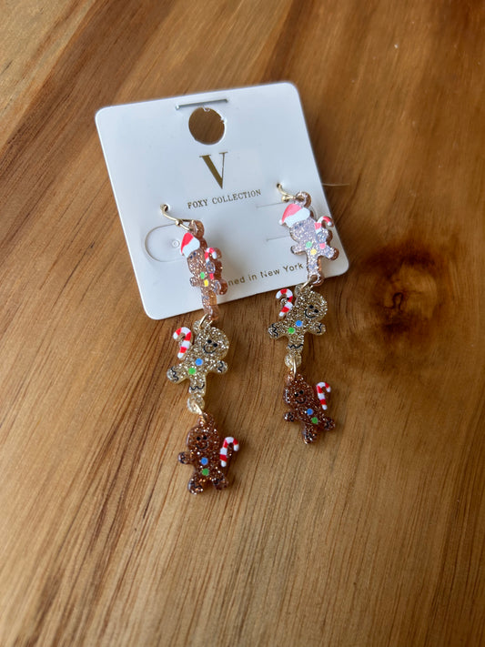 Gingerbread Man Drop Earrings