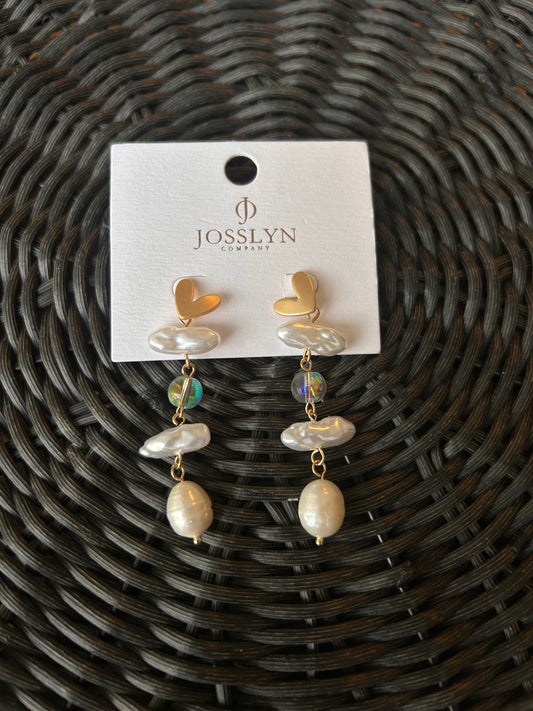 Heart & Pearl Drop Earrings