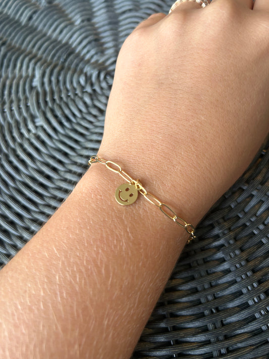 Gold Chain Smiley Bracelet